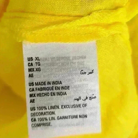 NWOT Charter Club Yellow Linen Embroidered Peasant Top - Picture 6 of 7